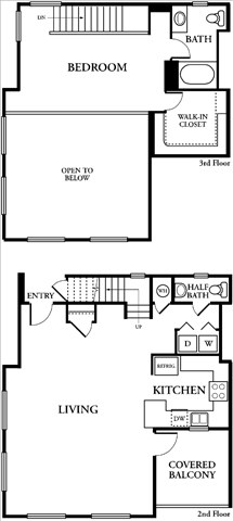 Floor plan for 1 bed, 1 bath, 1297 sqft
